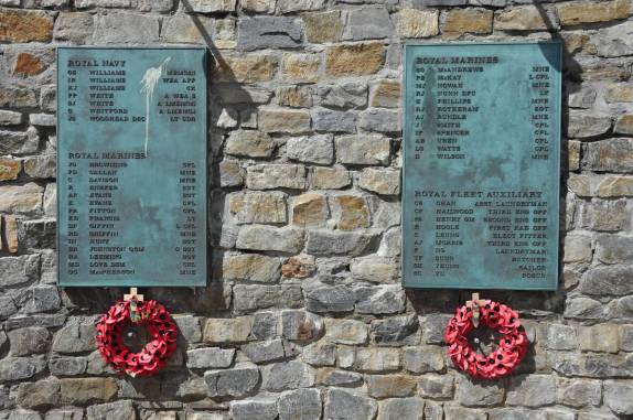 Memorial aos mortos da guerra de 82, em Port Stanley, a capital de Falkland